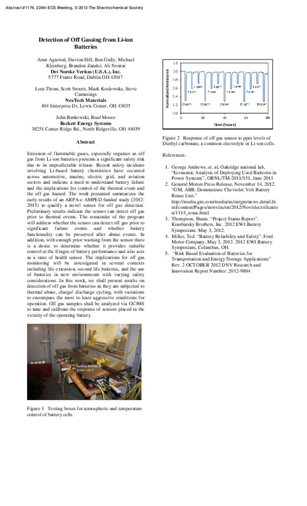 (PDF) Detection of off gassing from Liion batteries Ali Nourai