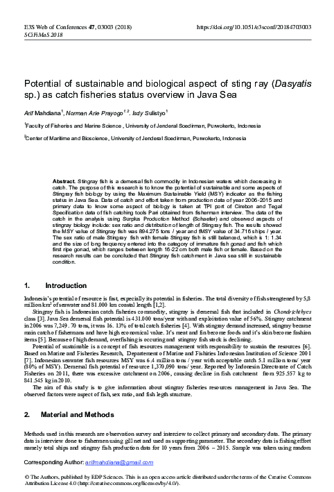 (PDF) Potential of sustainable and biological aspect of sting ray ...