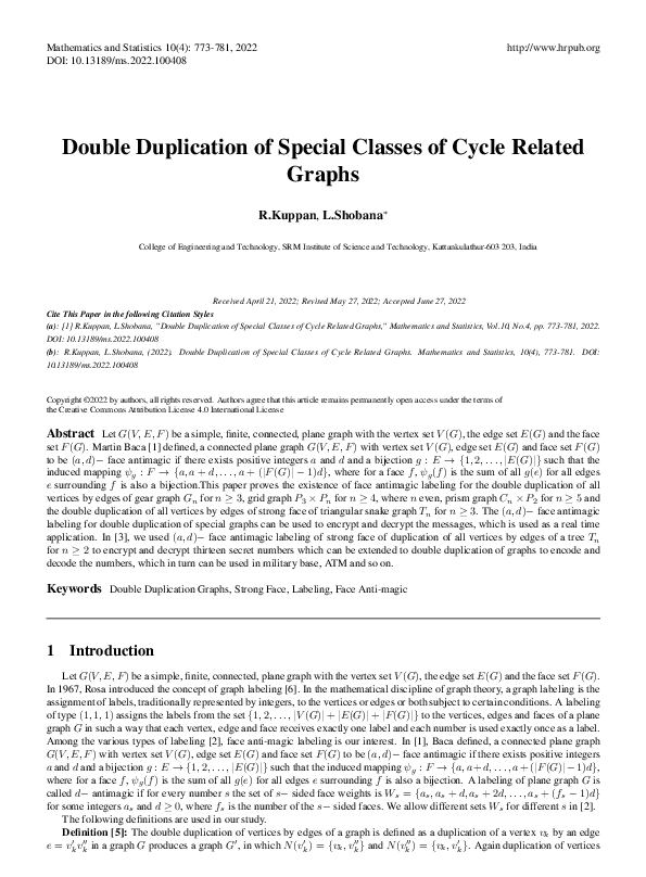 (PDF) Double Duplication of Special Classes of Cycle Related Graphs