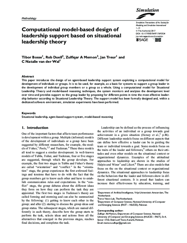 (PDF) Computational model-based design of leadership support based on ...