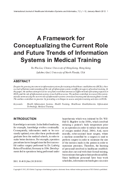 (PDF) A Framework for Conceptualizing the Current Role and Future ...
