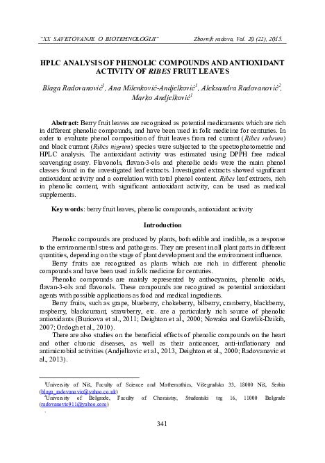 (PDF) HPLC Analysis of Phenolic Compounds and Antioxidant Activity of ...