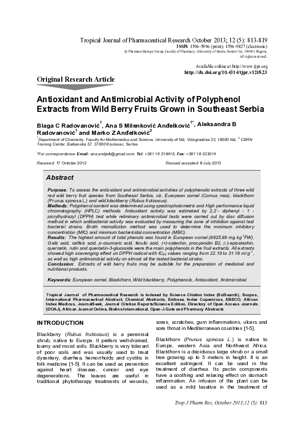 (PDF) Antioxidant and Antimicrobial Activity of Polyphenol Extracts ...