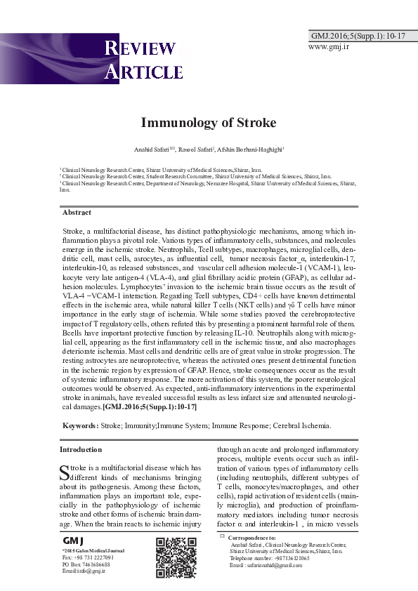 (PDF) Immunology of stroke