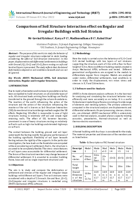 (PDF) Comparison of Soil Structure Interaction effect on Regular and ...