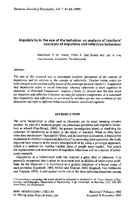 (PDF) Impulsivity in the eye of the beholder: an analysis of teachers ...
