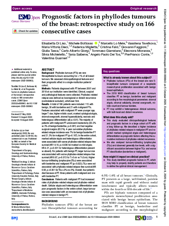 (PDF) Prognostic factors in phyllodes tumours of the breast ...