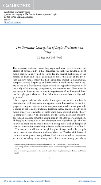 (PDF) The Semantic Conception of Logic: Problems and Prospects
