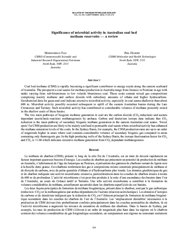 (PDF) Significance of microbial activity in Australian coal bed methane ...