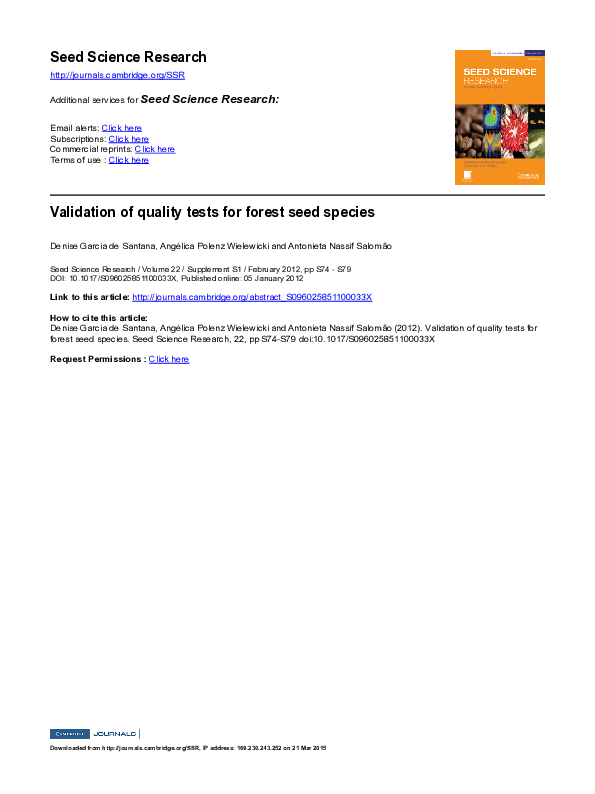 (PDF) Validation of quality tests for forest seed species