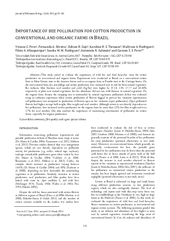 (PDF) Importance of bee pollination for cotton production in ...