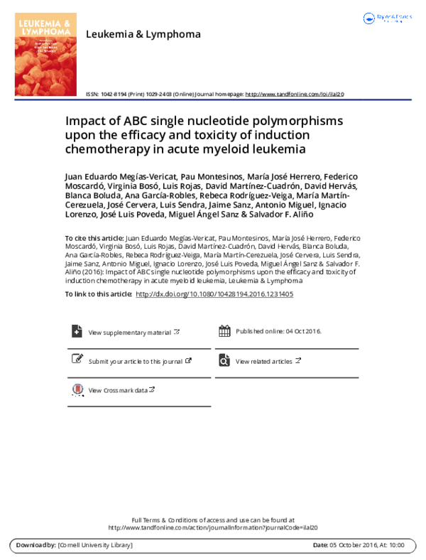 (PDF) Impact of ABC single nucleotide polymorphisms upon the efficacy ...