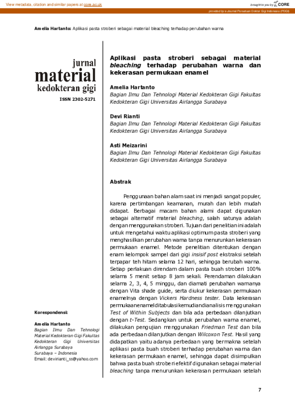 (PDF) Aplikasi pasta stroberi sebagai material bleaching terhadap ...