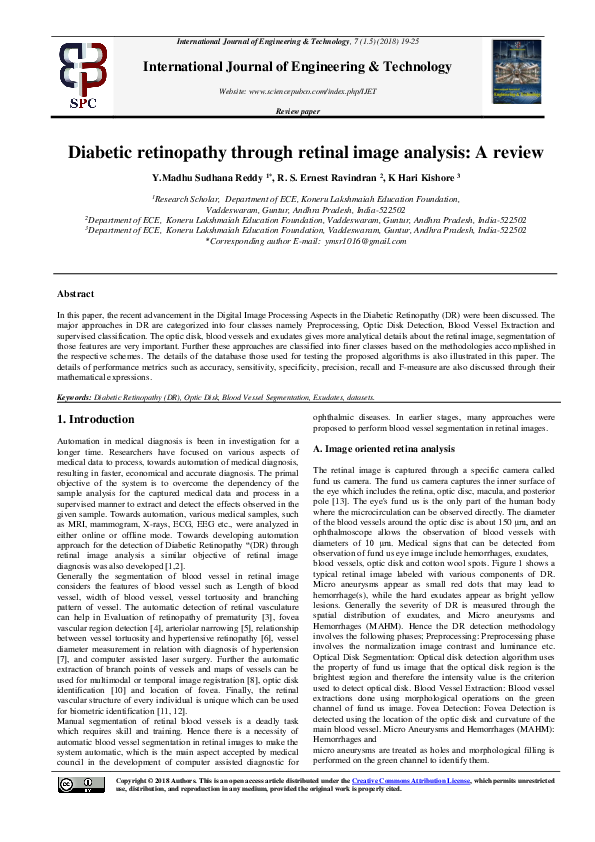 (PDF) Diabetic retinopathy through retinal image analysis: A review