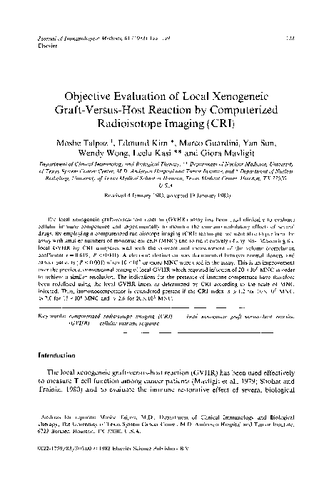 (PDF) Objective evaluation of local xenogeneic graft-versus-host ...