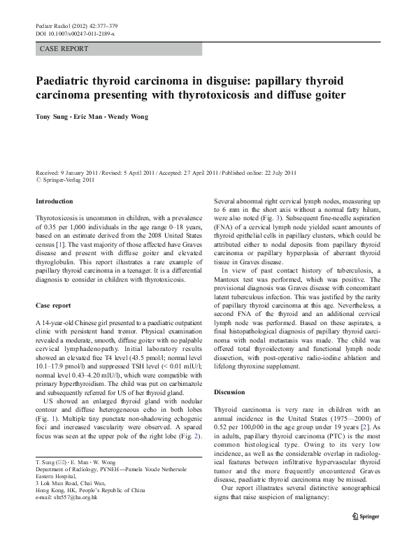 (PDF) Paediatric thyroid carcinoma in disguise: papillary thyroid ...