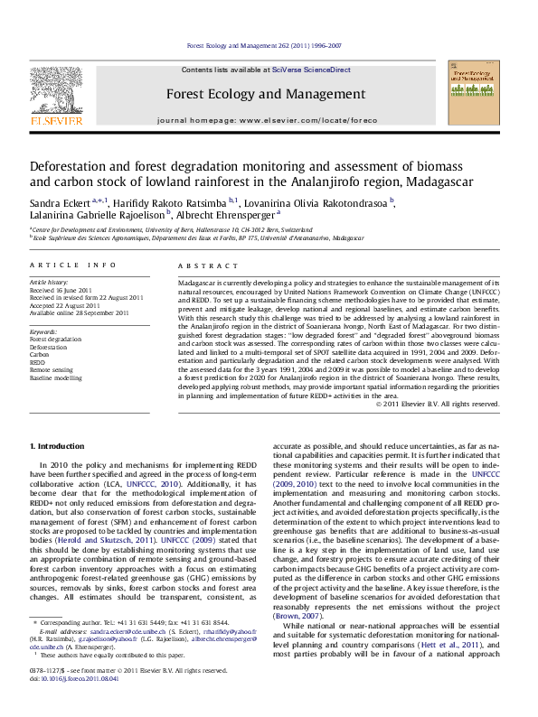 (PDF) Deforestation and forest degradation monitoring and assessment of ...