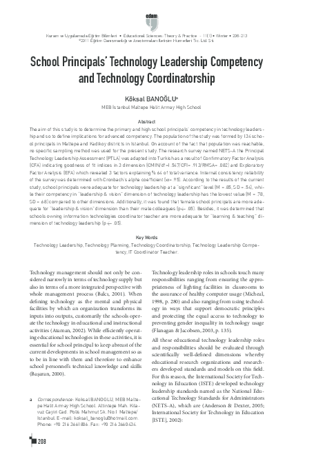 (PDF) School Principals’ Technology Leadership Competency and ...