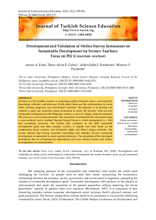 (PDF) Development and Validation of Online Survey Instrument on ...