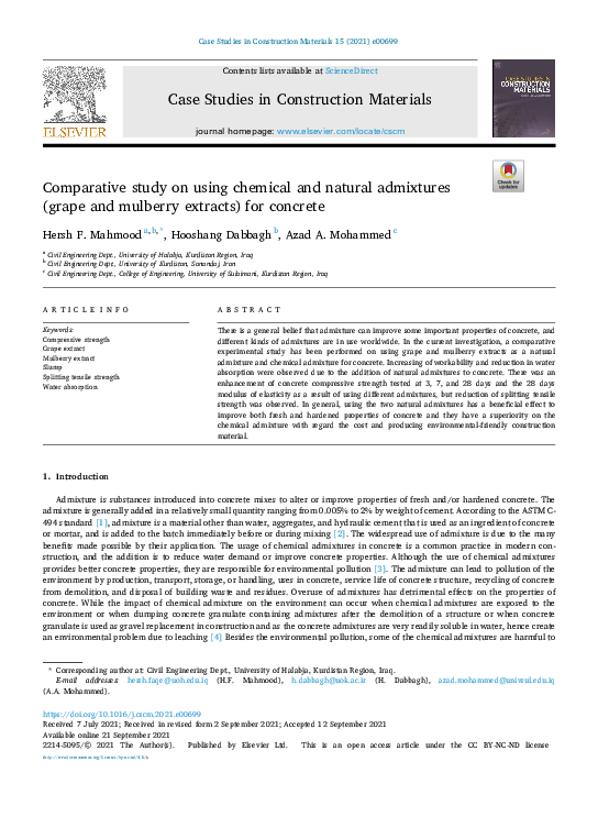 (PDF) Comparative study on using chemical and natural admixtures (grape ...