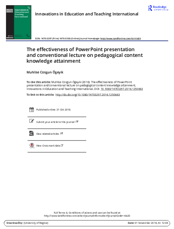(PDF) The effectiveness of PowerPoint presentation and conventional ...
