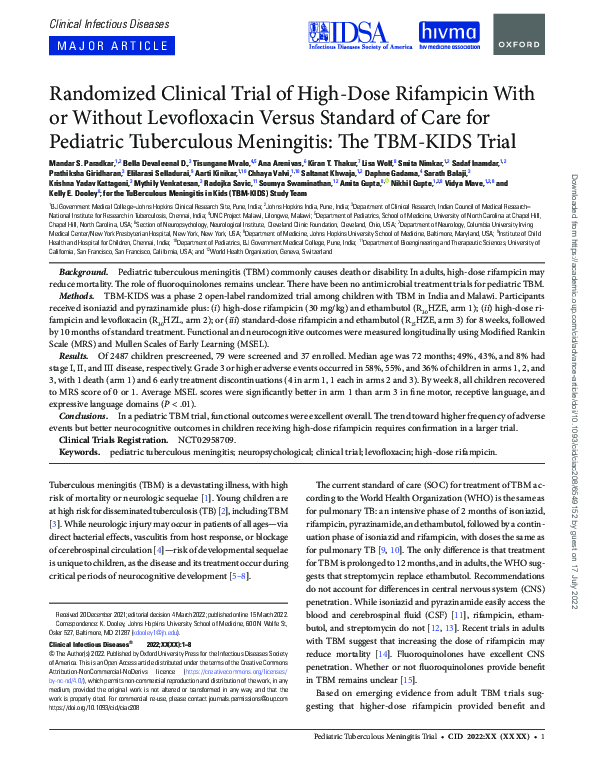 (PDF) Randomized Clinical Trial of High Dose Rifampicin With or Without (PDF) Randomized Clinical Trial of High Dose Rifampicin With or Without