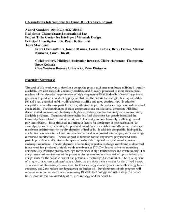 (PDF) Chemsultants International Inc Final DOE Technical Report Award ...