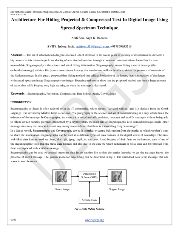 (PDF) Architecture For Hiding Projected & Compressed Text In Digital ...