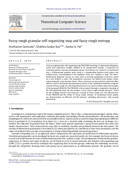 (PDF) Fuzzy rough granular self-organizing map and fuzzy rough entropy