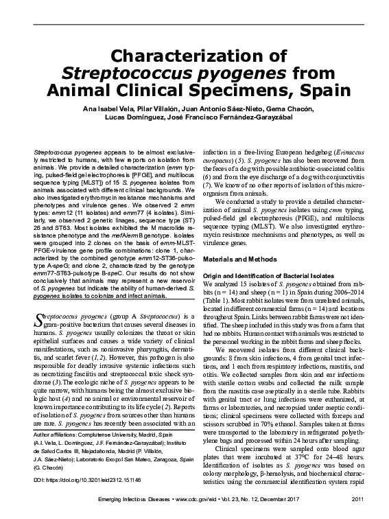 (PDF) Characterization of Streptococcus pyogenes from Animal Clinical ...