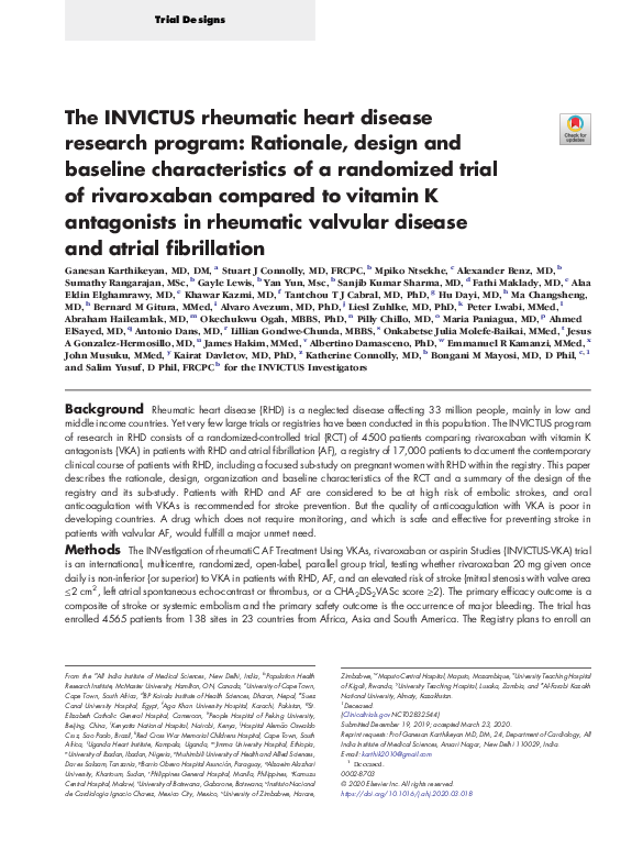 (PDF) The INVICTUS rheumatic heart disease research program Rationale
