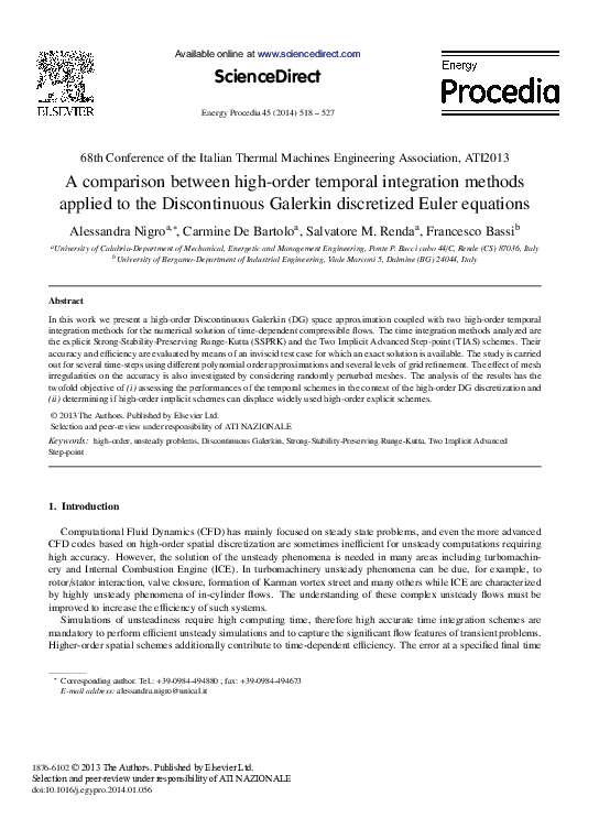 (PDF) A Comparison between High-order Temporal Integration Methods ...