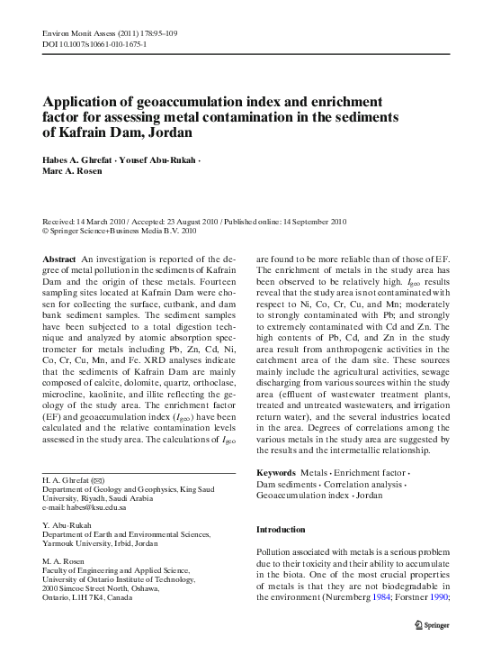 (PDF) Application of geoaccumulation index and enrichment factor for ...