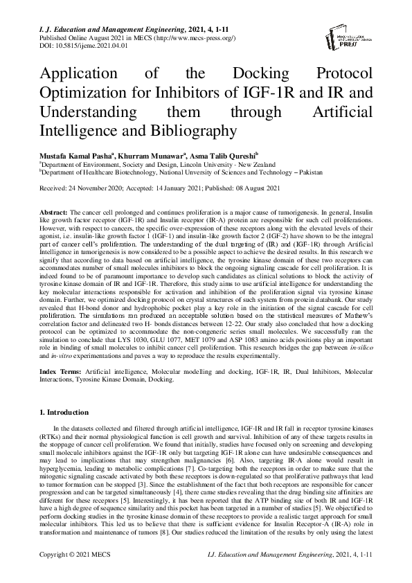 (PDF) Application of the Docking Protocol Optimization for Inhibitors ...