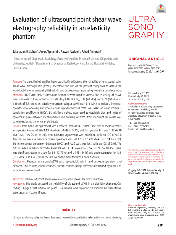 (PDF) Evaluation of ultrasound point shear wave elastography ...