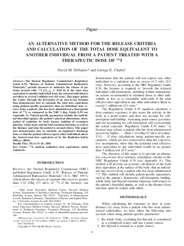 (PDF) An Alternative Method for the Release Criteria and Calculation of ...