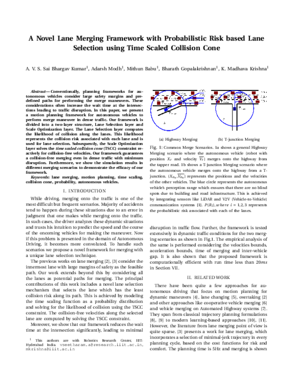 (PDF) A Novel Lane Merging Framework with Probabilistic Risk based Lane ...