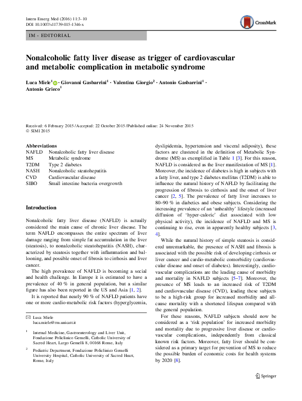 (PDF) Nonalcoholic fatty liver disease as trigger of cardiovascular and ...