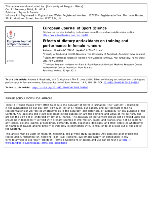(PDF) Effects of dietary antioxidants on training and performance in ...