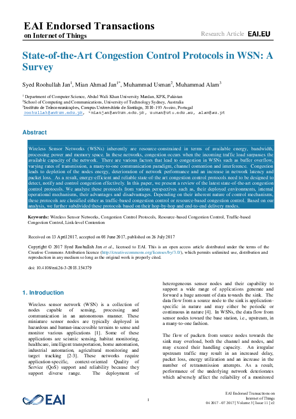 (PDF) State-of-the-Art Congestion Control Protocols in WSN: A Survey
