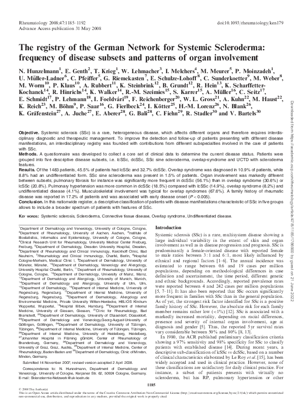 (PDF) The registry of the German Network for Systemic Scleroderma ...
