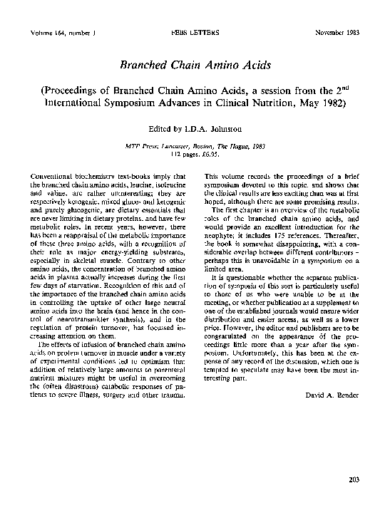 (PDF) Branched Chain Amino Acids