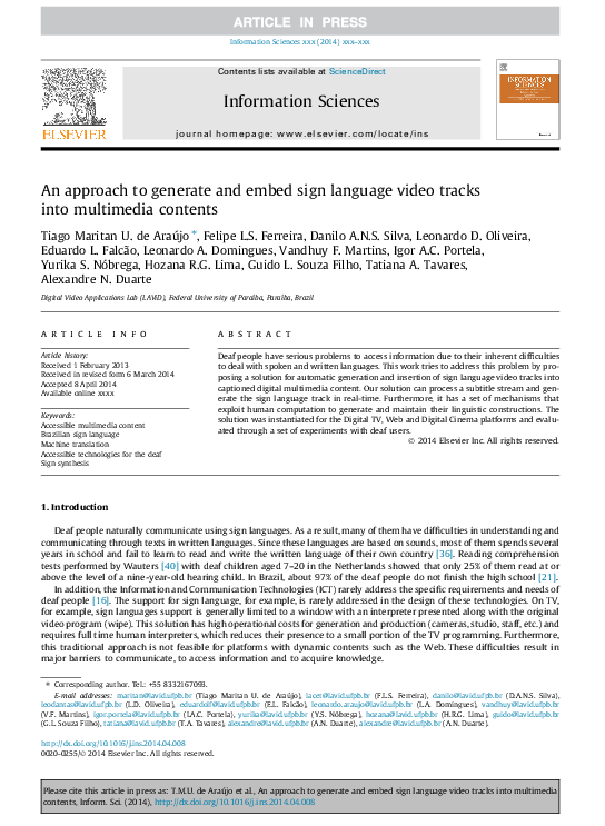 (PDF) Embedding Sign Language in Multimedia Content