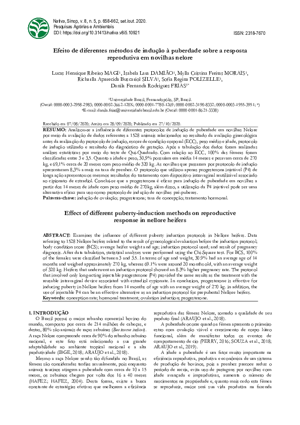  PDF Efeito De Diferentes M todos De Indu o Puberdade Sobre A 