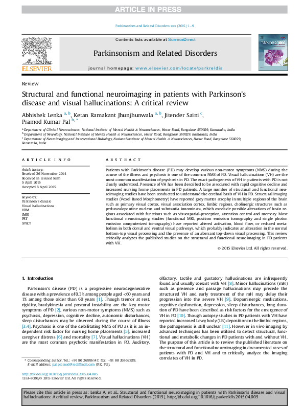 (PDF) Structural and functional neuroimaging in patients with Parkinson ...