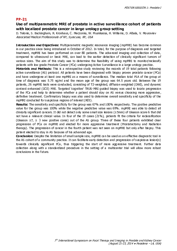 (PDF) Use of multiparametric MRI of prostate in active surveillance ...