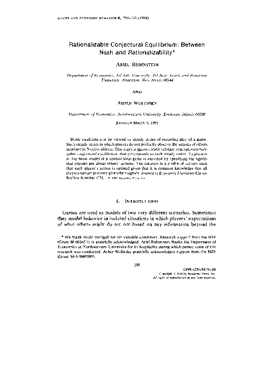 (PDF) Rationalizable Conjectural Equilibrium: Between Nash and ...