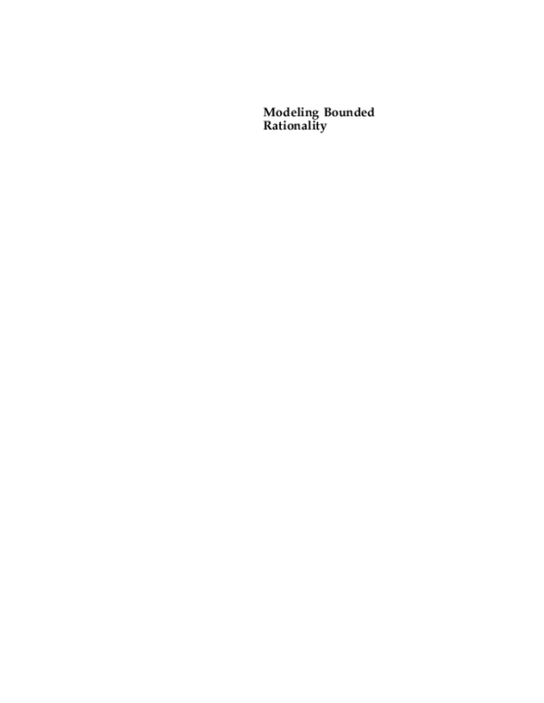 (PDF) Modeling Bounded Rationality