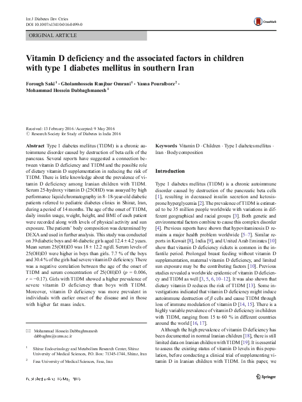 (PDF) Vitamin D Deficiency and Associated Factors in Hemodialysis Patients