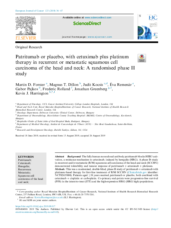 (PDF) Patritumab or placebo, with cetuximab plus platinum therapy in ...